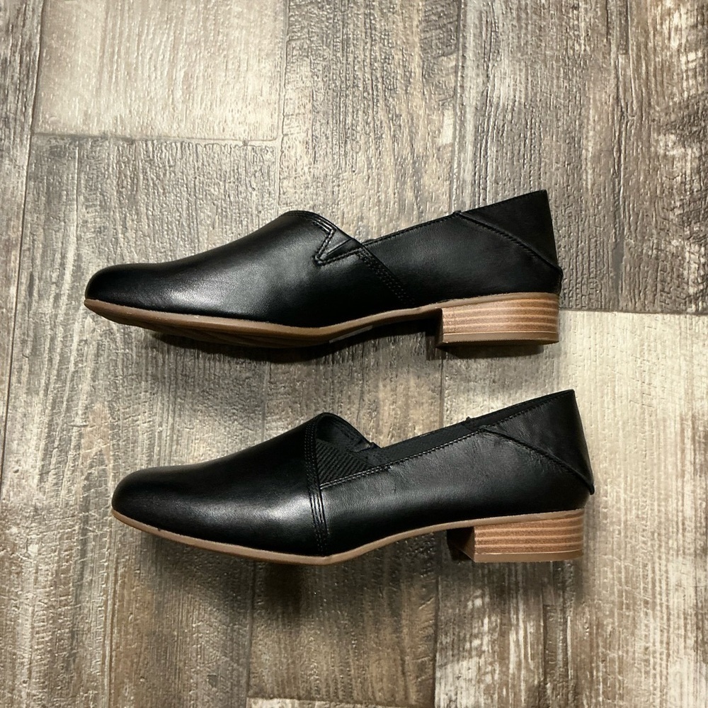 Clark’s Black Leather Low Block Heel Loafers Size 10 - Picture 10 of 16
